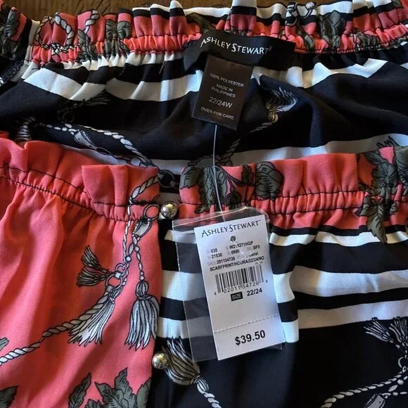 Ashley Stuart Orange & Black Blouse Size 22/24 New Button Down - Picture 4 of 7